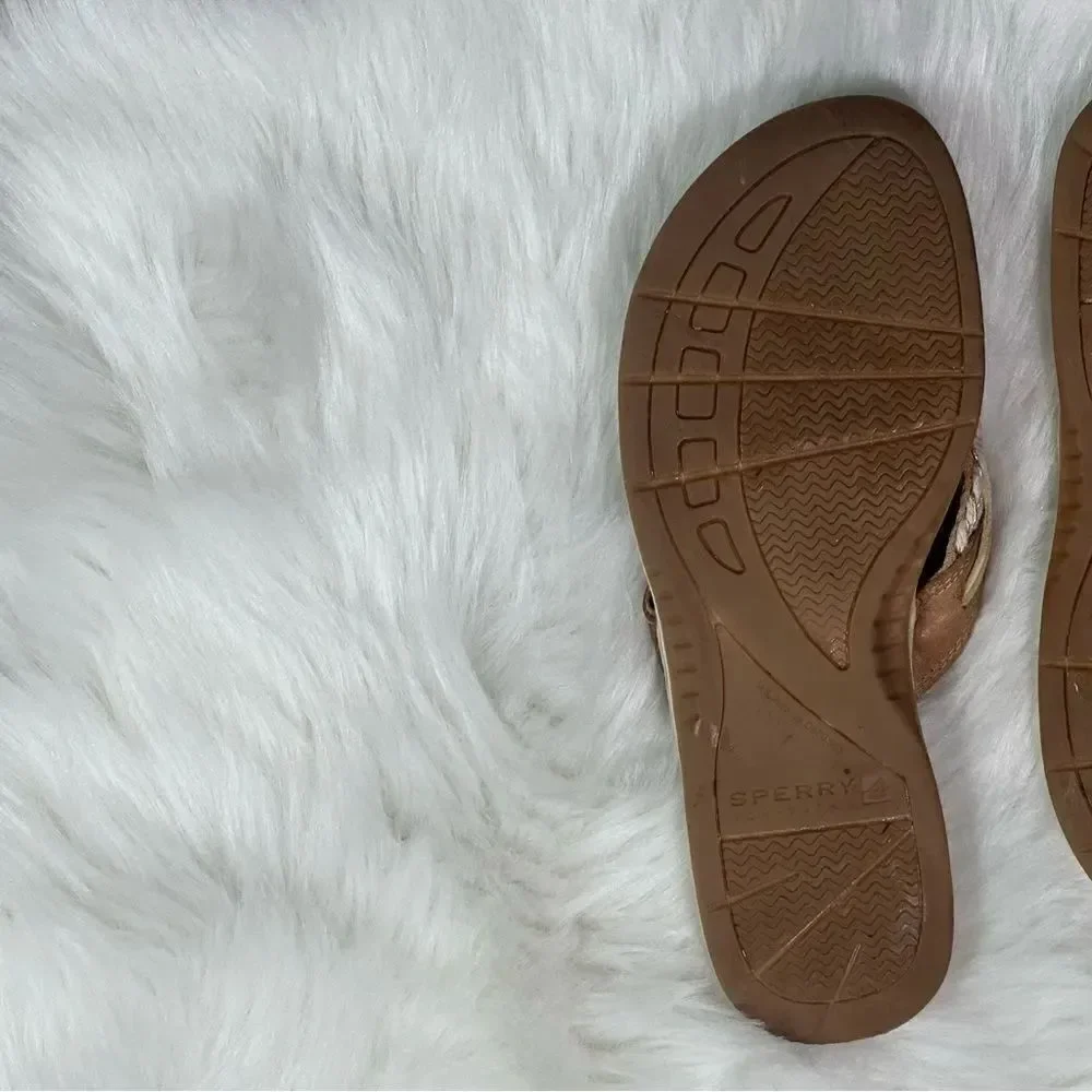 Sperry Tan and Cream Braided Sandals